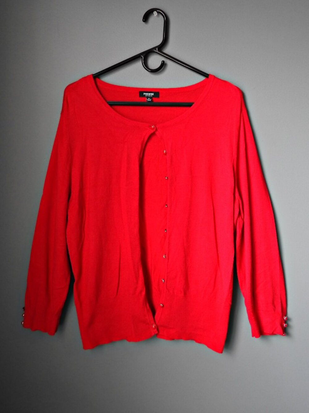 Premise Studio 9 Button Cardigan Sweater Red w/Stylish Buttons - XL